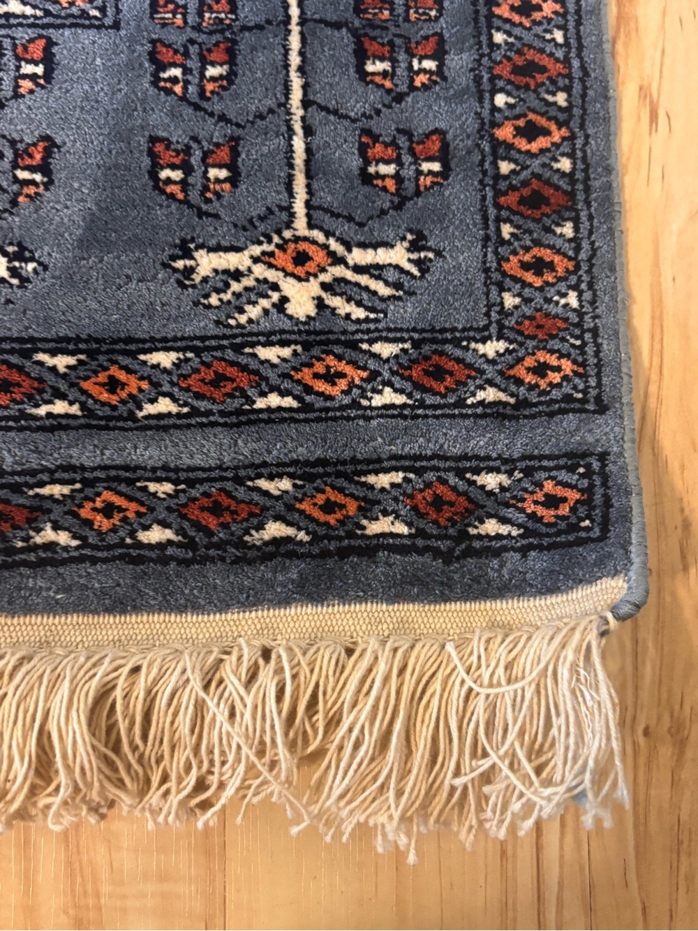 Hand Knotted Wool Area Rug Bokhara Blue Grey 2x3 Fringe Parda Style Traditional - Picture 4 of 9